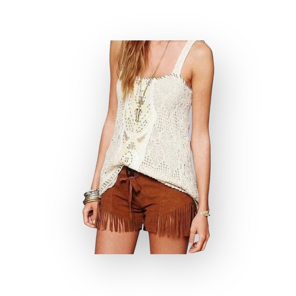 new One Teaspoon 𖤐 Morrison Festival Boho Fringed Suede Shorts 𖤐 Tan 𖤐 S 8AU - Picture 1 of 16